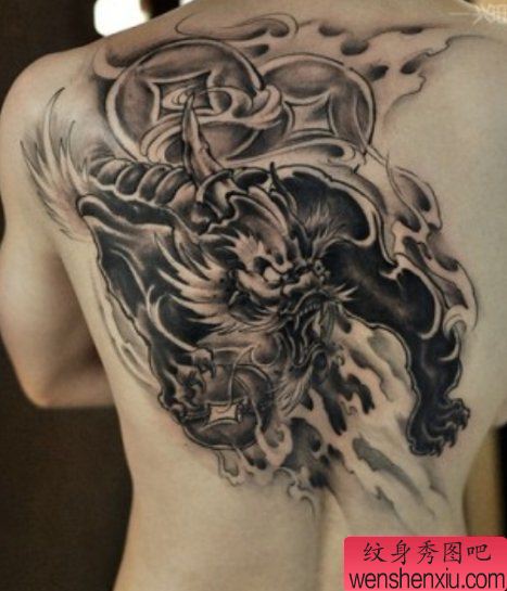 纹身秀图吧推荐一幅背部貔貅纹身图案