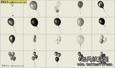 纹身秀图吧推荐一组气球素材刺青图案