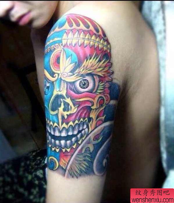 纹身秀图吧推荐一幅手臂彩色刺青图案