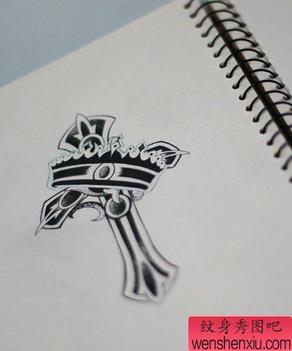 纹身秀图吧推荐一幅十字架纹身手稿图案