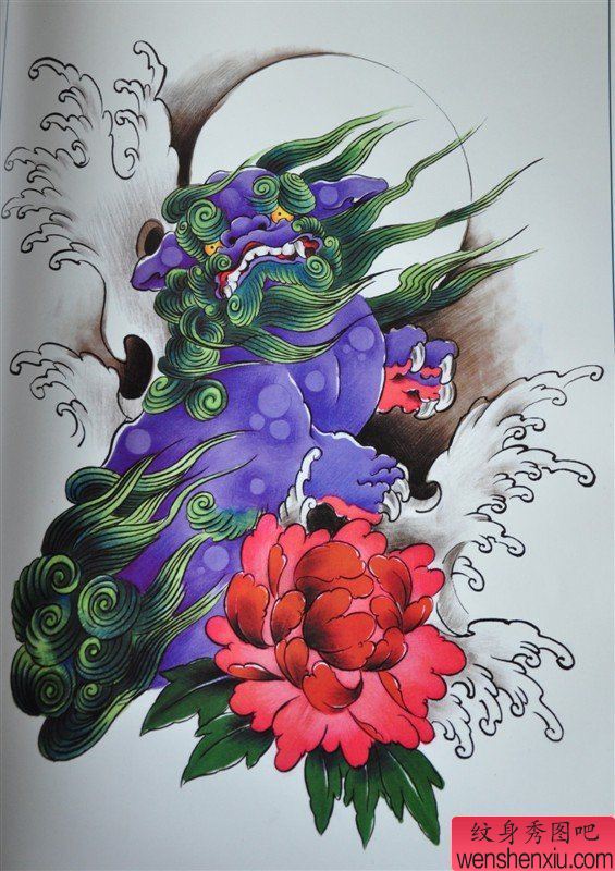 一幅彩色纹身手稿团