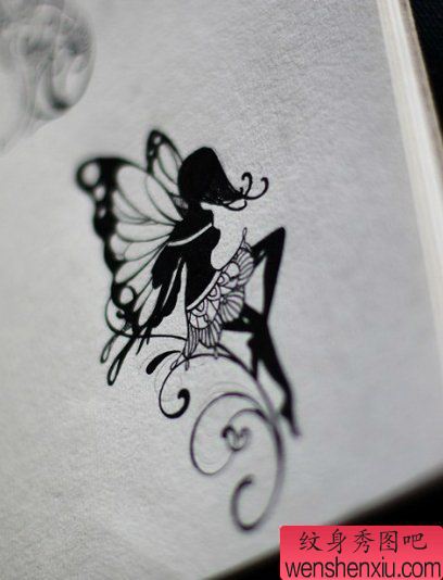 一幅天使精灵刺青图案