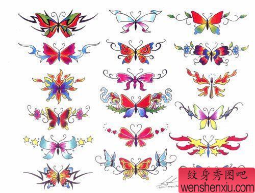 一幅彩色蝴蝶纹身图案