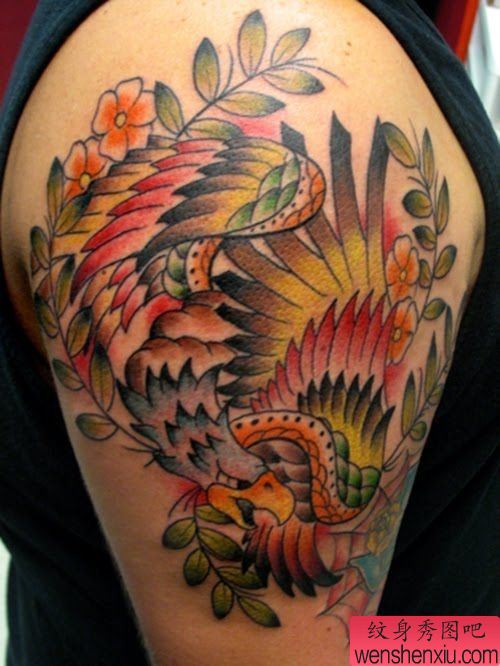 纹身秀图吧推荐一幅大臂彩色纹身图案