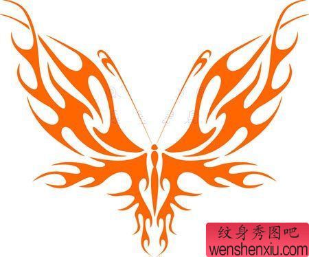 一幅蝴蝶纹身手稿图案