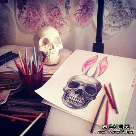 纹身秀图吧推荐一幅骷髅头纹身图案