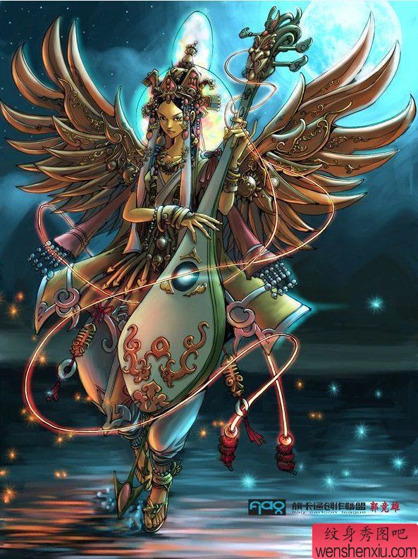 纹身秀图吧推荐一幅美女纹身手稿图案