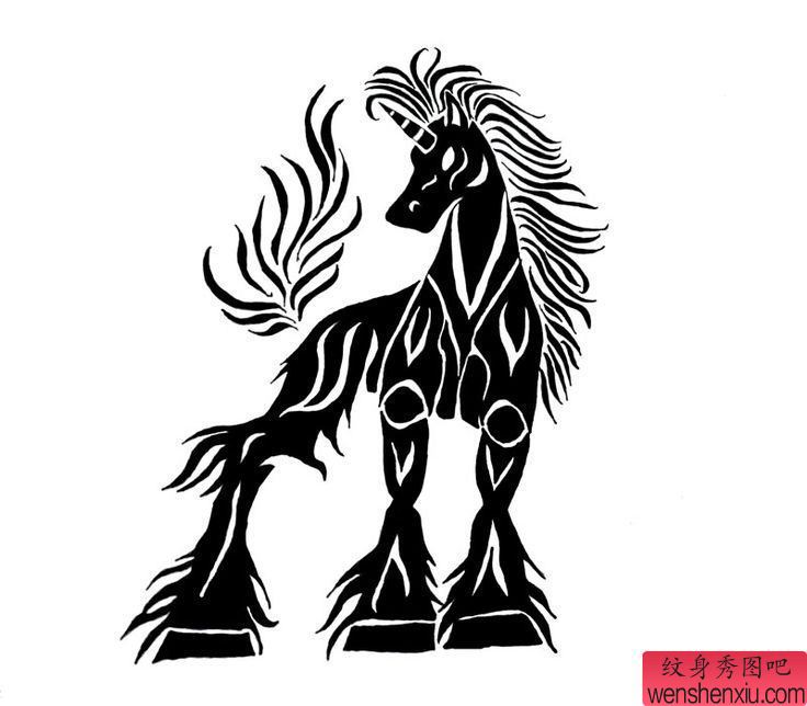 纹身秀图吧推荐一幅图腾马纹身图案