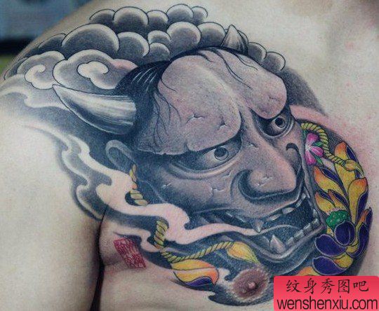 最好的纹身秀图吧推荐一幅彩色般若纹身图案