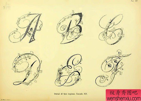 一幅字母纹身图案