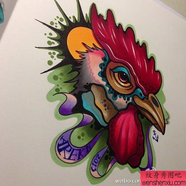 纹身秀图吧推荐一幅彩色school风格纹身图案