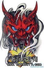 一幅彩色般若莲花纹身图案