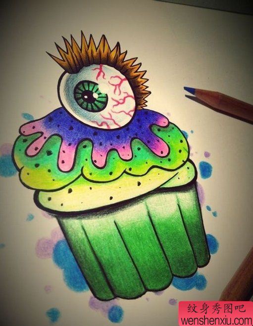 一幅彩色纹身手稿图案