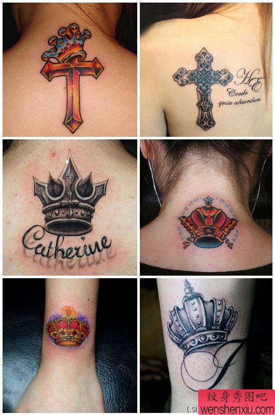 一幅皇冠十字架纹身图案