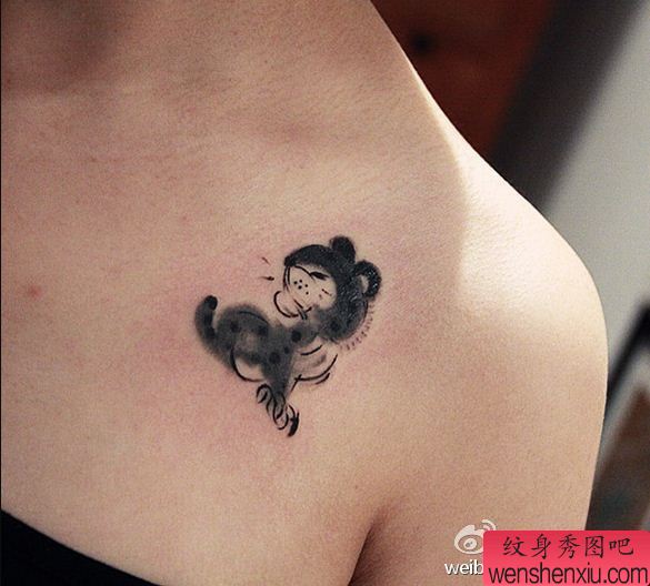 水墨小老虎纹身图案