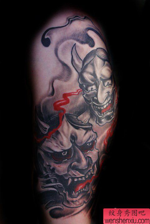 纹身秀图吧推荐一幅腿部传统般若纹身图案