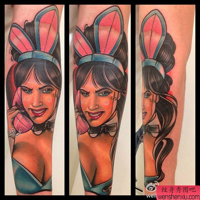 一幅手臂兔女郎纹身图案