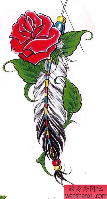 一幅羽毛纹身图案