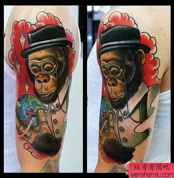 一幅胳膊猩猩纹身图案