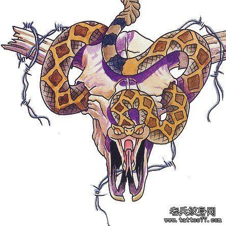一幅欧美蛇纹身图案
