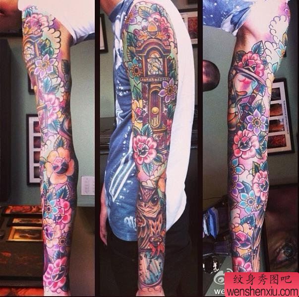 纹身秀图吧推荐一幅school花臂纹身图案