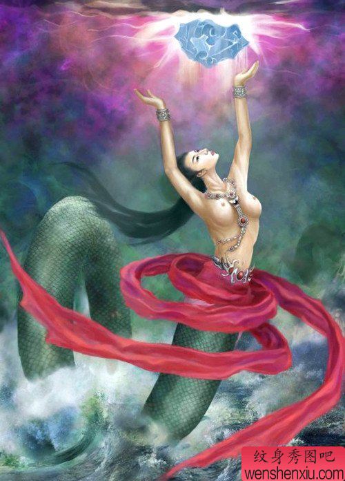 一幅女娲补天纹身手稿图案