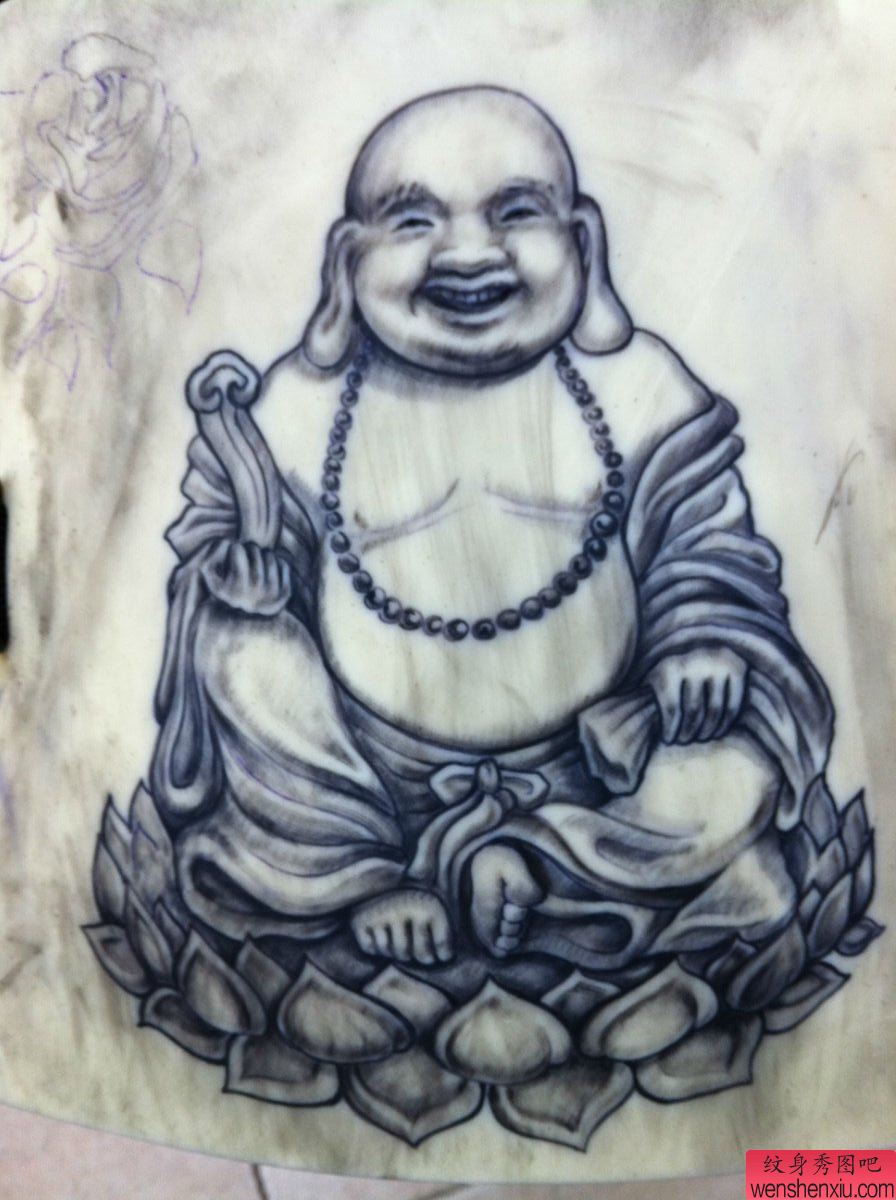 纹身秀图吧推荐一幅笑面佛纹身图案