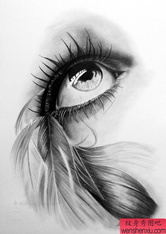 眼睛纹身手稿图案