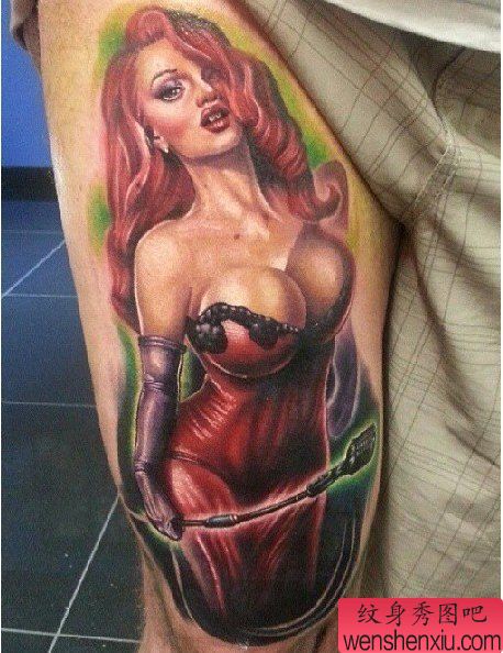 纹身秀图吧推荐一幅手臂女郎纹身图案