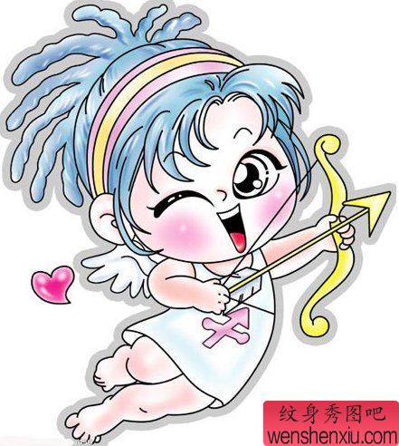 一幅可爱小天使纹身图案