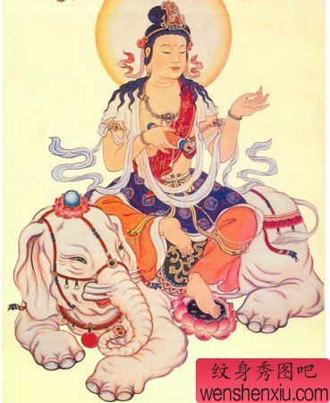 纹身秀图吧推荐一幅彩色佛纹身图案