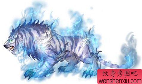 白虎纹身手稿图案