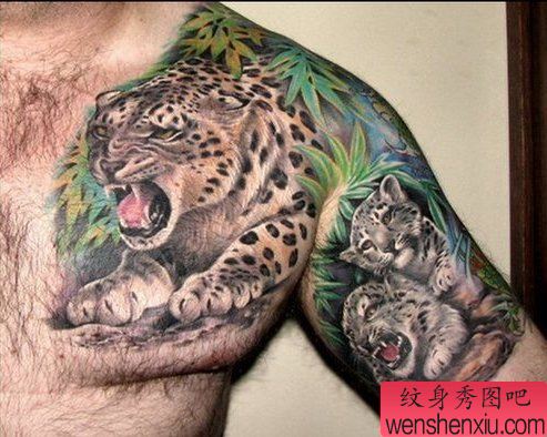 半钾豹子纹身图案