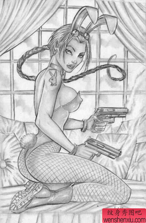 纹身秀图吧推荐一幅兔女郎纹身图案