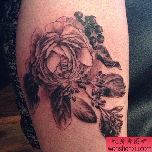 纹身秀图吧推荐一幅手臂玫瑰花纹身图案