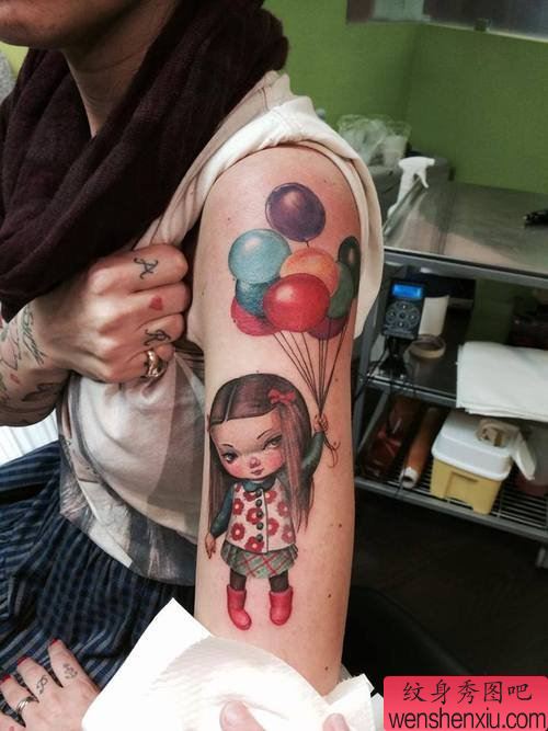 纹身秀图吧推荐一幅手臂彩色纹身图案