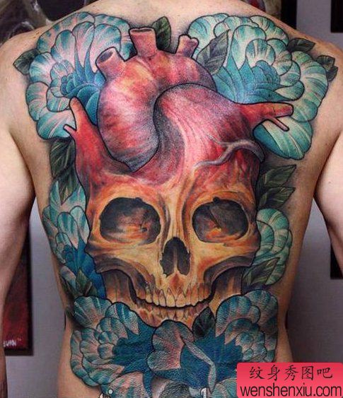 满背骷髅纹身图案