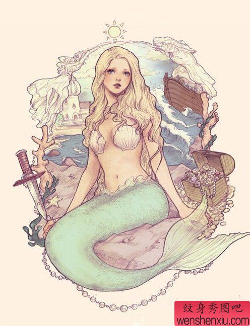 美人鱼纹身图案