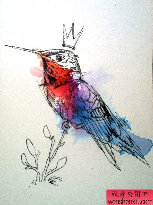 彩色鸟类纹身图案