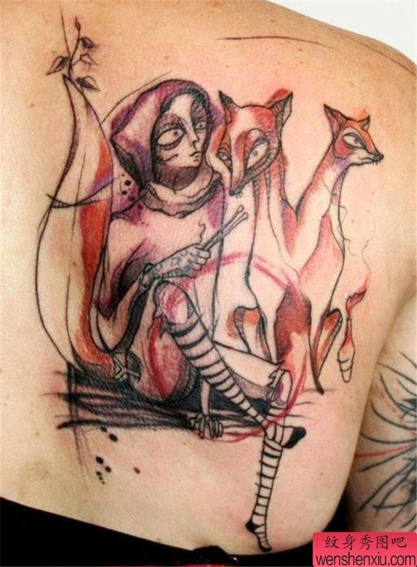 纹身秀图吧推荐一幅背部个性纹身图案