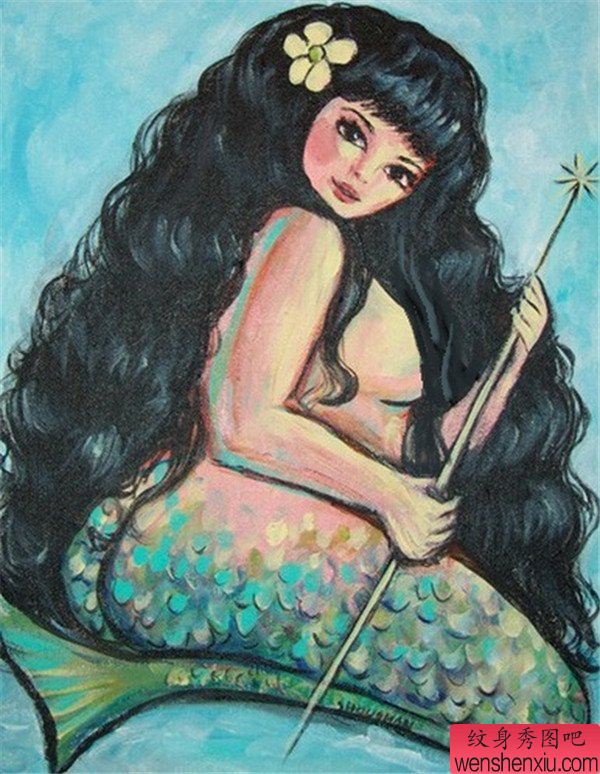 人物美人鱼纹身图案