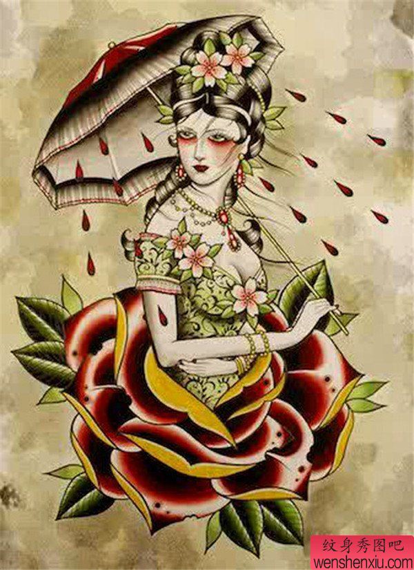 纹身秀图吧推荐一幅人物肖像纹身图案