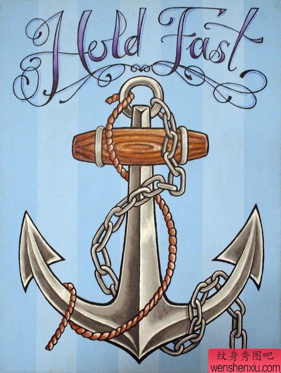 船锚纹身手稿图案