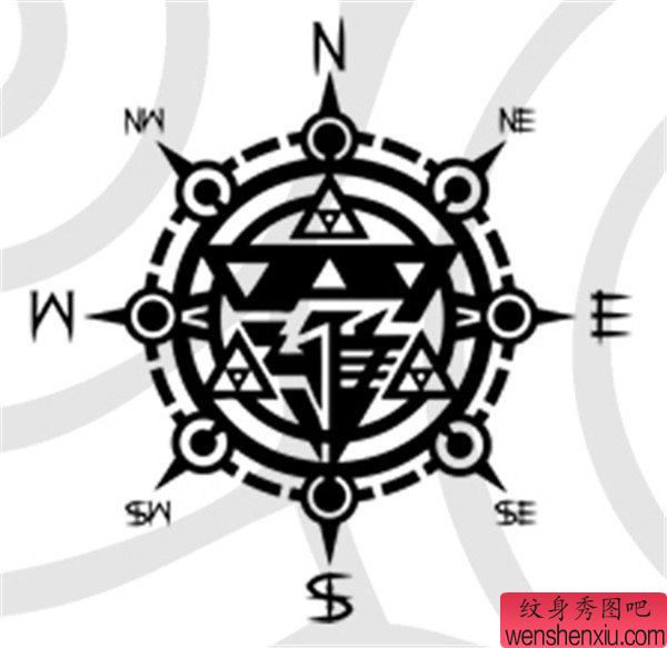 指南针纹身图案