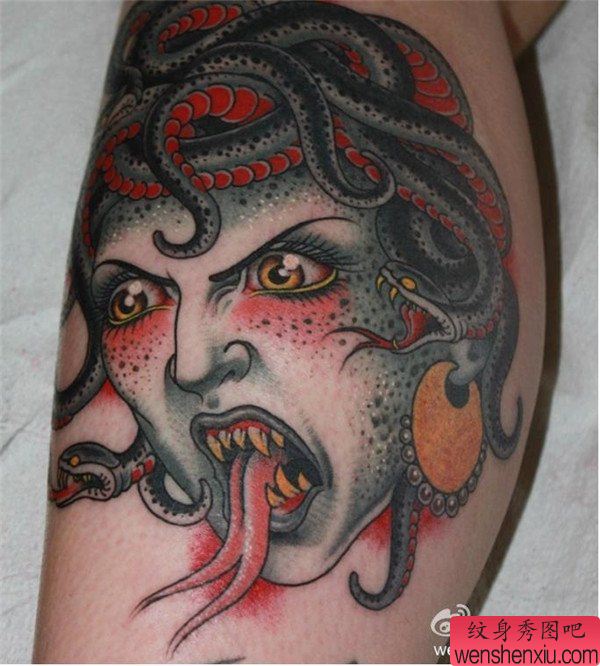 腿部个性流行纹身图案