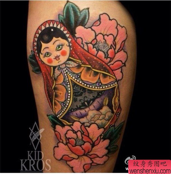 school风格套娃纹身图案