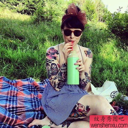 纹身秀图吧推荐一幅女人花臂纹身图案