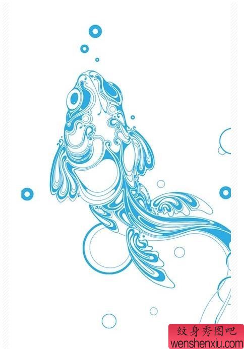 鱼纹身手稿图案