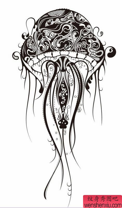 纹身秀图吧推荐一幅水母纹身图案