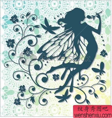 天使精灵纹身图案